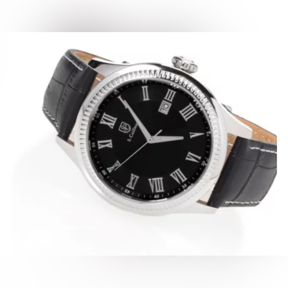 S. Coifman Men's 44mm Heritage Quartz Leather Strap Watch…New!